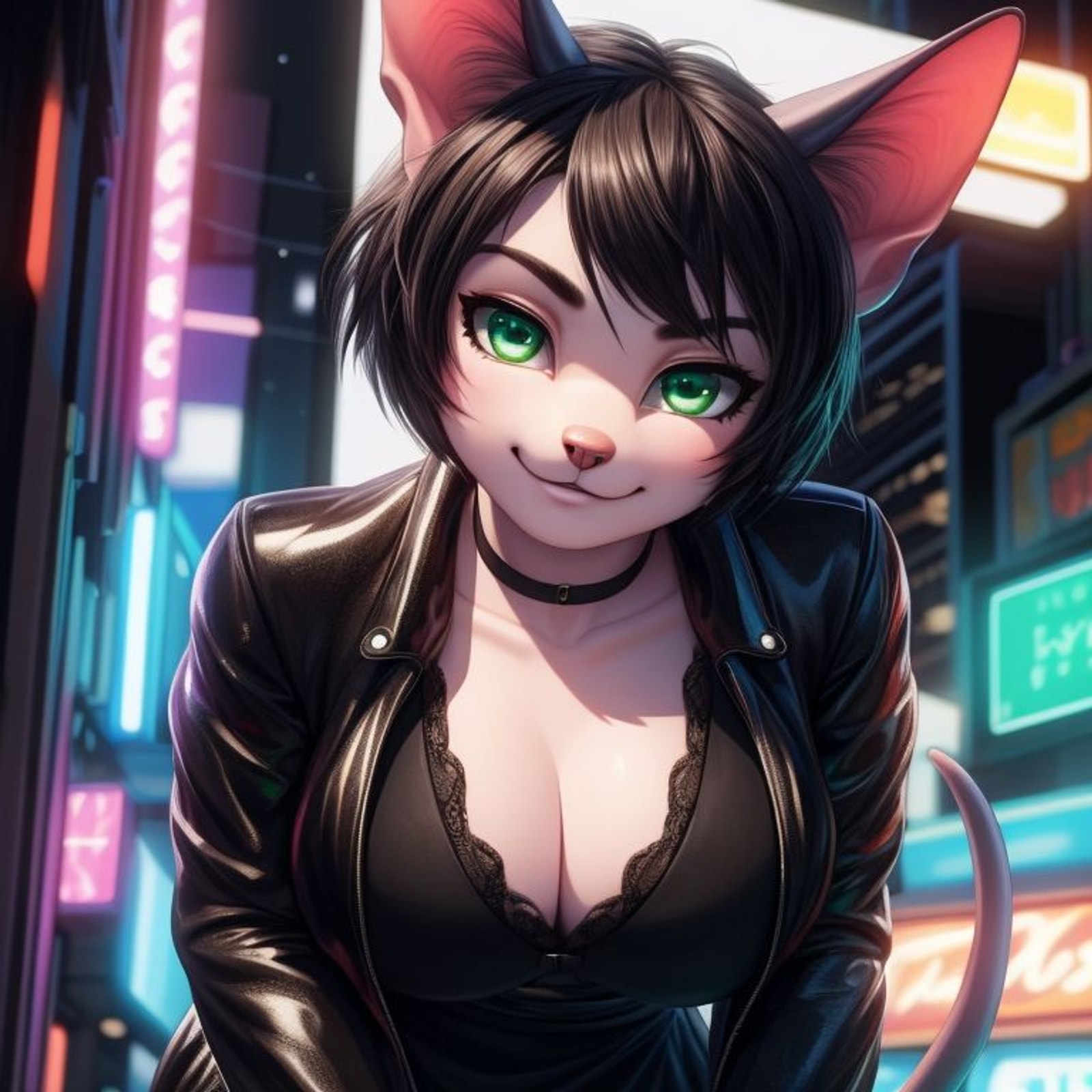 cat girl, Sphynx cat, furry girl, ai furry art